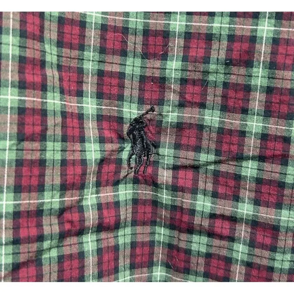 Polo‎ Ralph Lauren Classic Fit Long Sleeve Button Down Red Green Checkered Large
